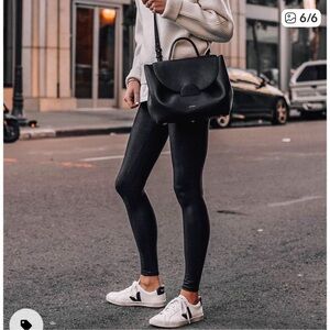 SPANX Classic Black Shiny Leggings Size Medium